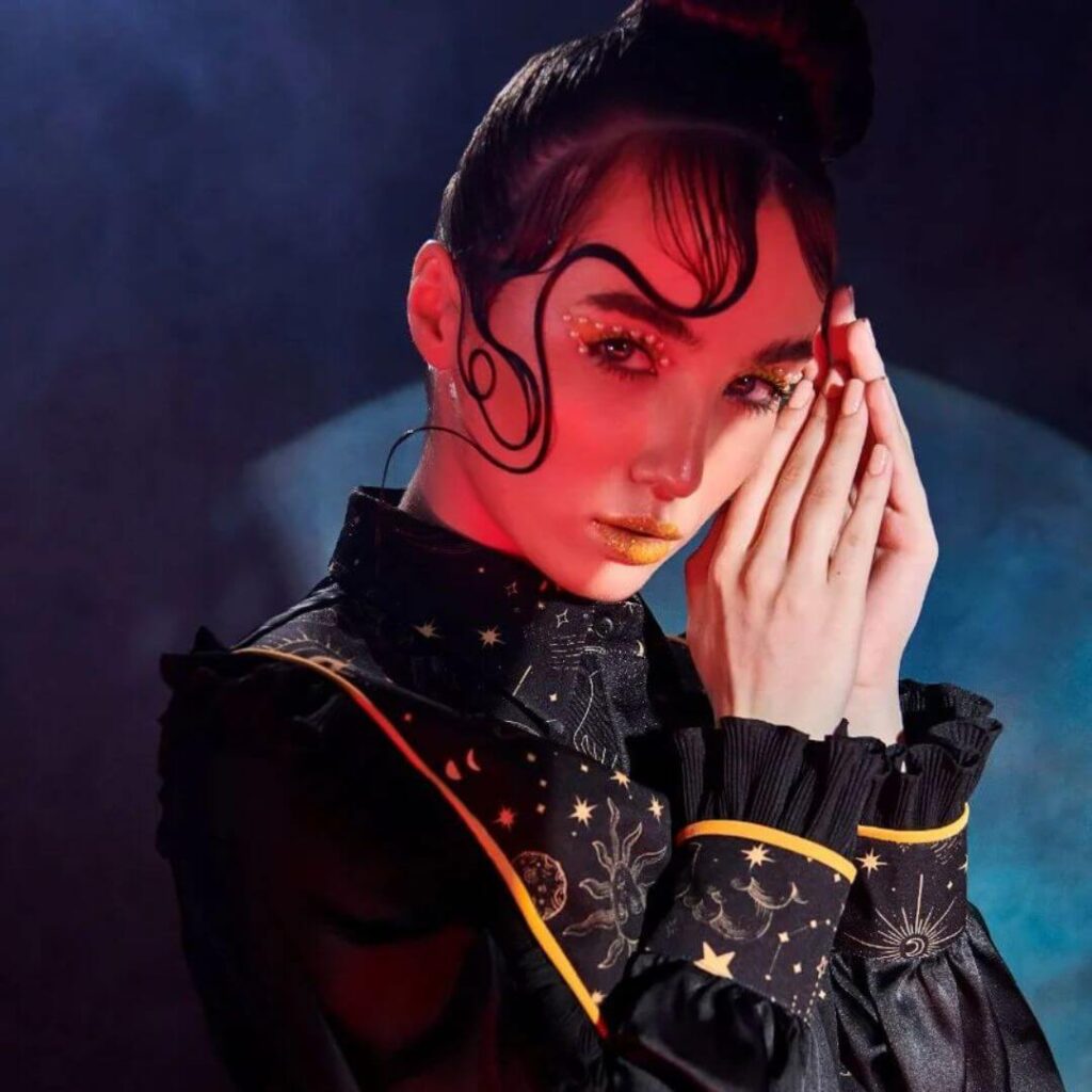 a female model at her photo shoot